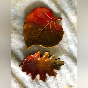 Set ceramic fall leaves